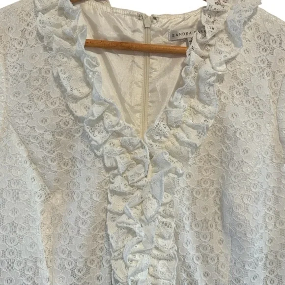 NWT Vintage Sandra Darren Black White Floral Eyelet Dress Size 12 - Picture 8 of 14